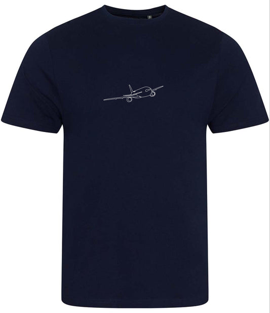 Organic Cotton Airplane T-Shirt: Minimalist One-Line Design