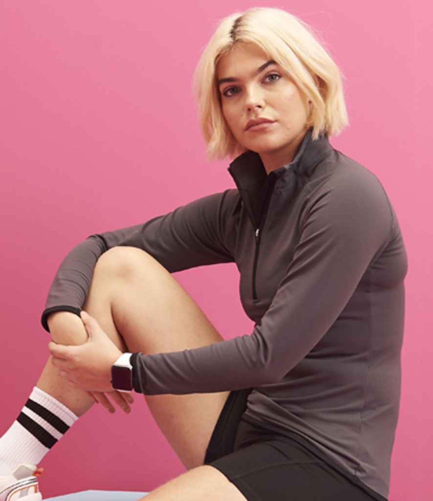 ATHOS SPORTS Ladies Half Zip Sweat Top: Wick Away Running Gym Shirt