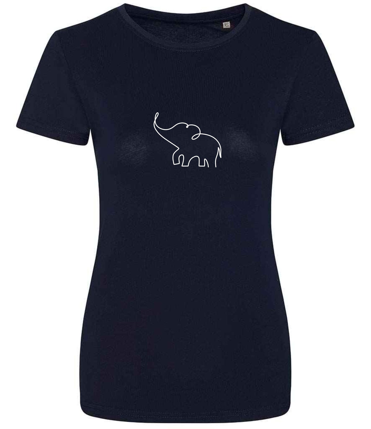Organic Cotton Women's T-Shirt: Minimalist Elephant Line Art