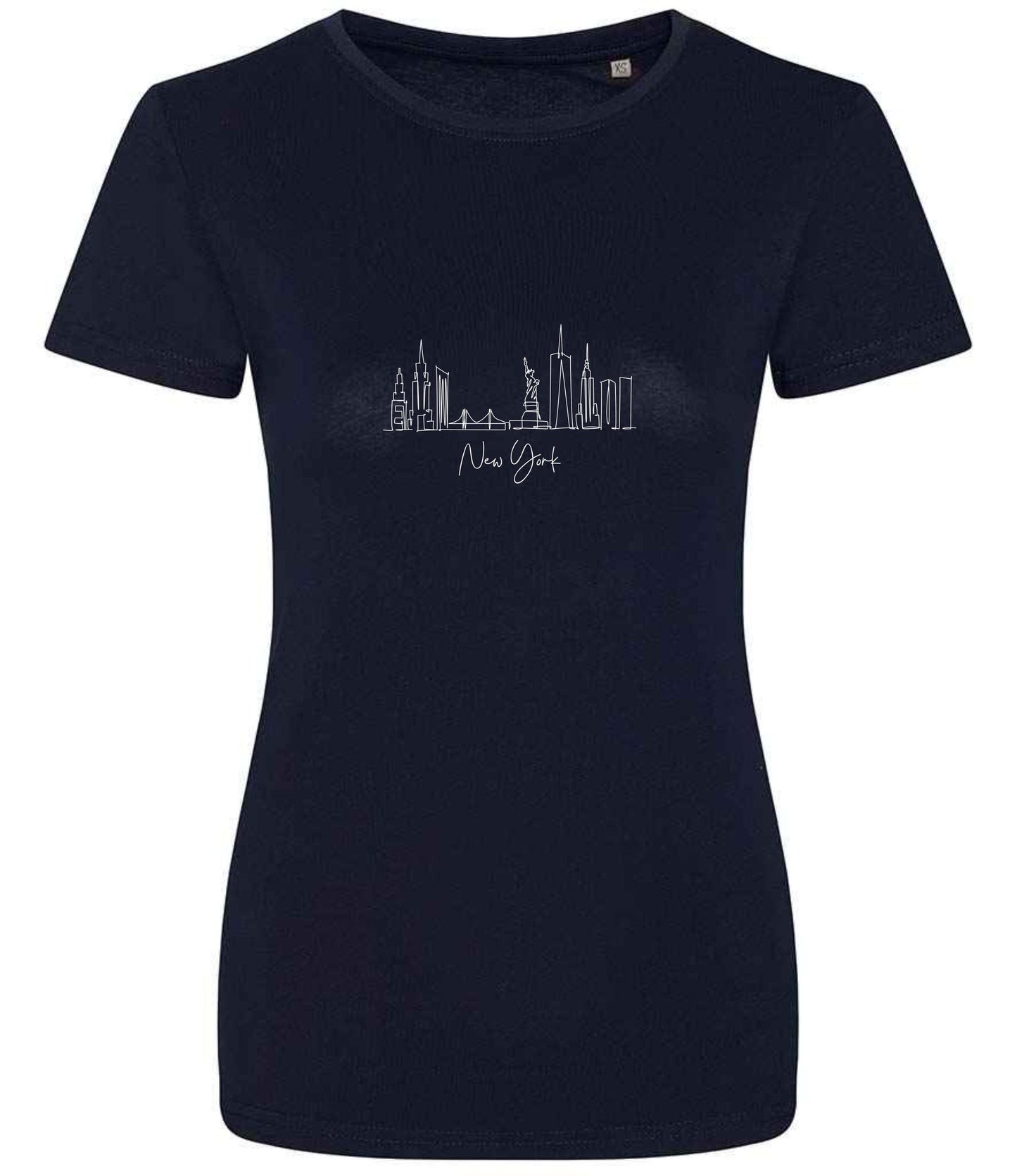 Organic Cotton New York Skyline T-Shirt: Minimalist Line Art