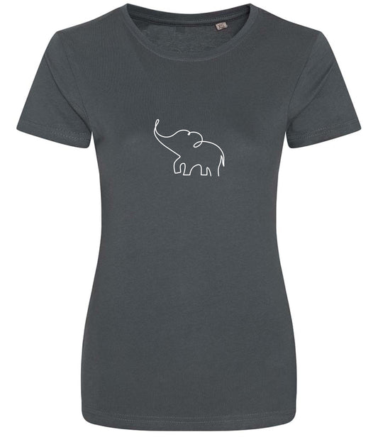 Organic Cotton Women's T-Shirt: Minimalist Elephant Line Art