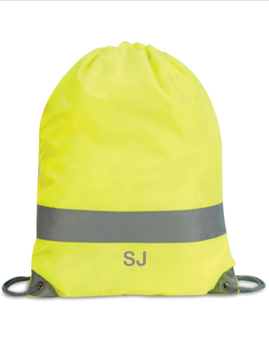 Personalised STRÖVA Hi-Vis Drawstring Backpack – Reflective, Water-Resistant 11L Tote Bag