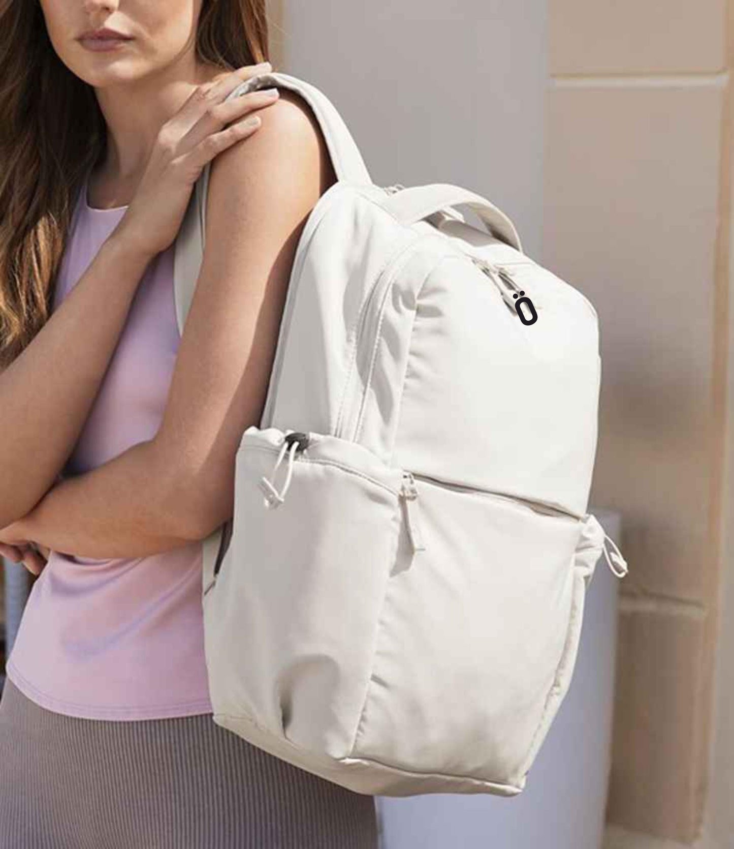 Backpack-laptop bag, travel rucksack with luggage strap ,Strova, water bottle side pockets and padded compartments, feels soft and luxurious