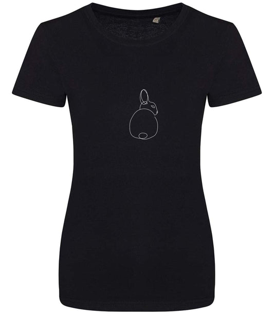 Organic Cotton Women's T-Shirt: Minimalist Rabbit Line Art