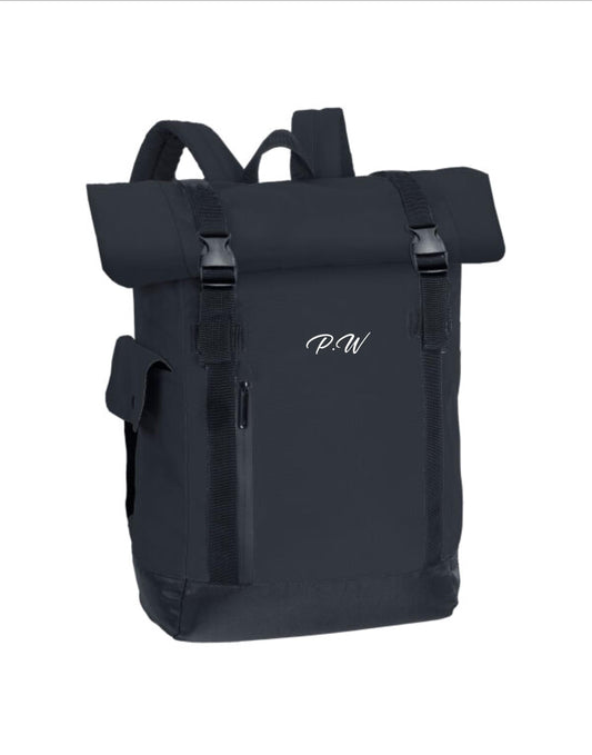 Personalised Backpack initial Recycled Backpack-Roll top-Rucksack-Laptop Backpack-ATHOS-Work-university-outdoor-uni-100% recycled polyester