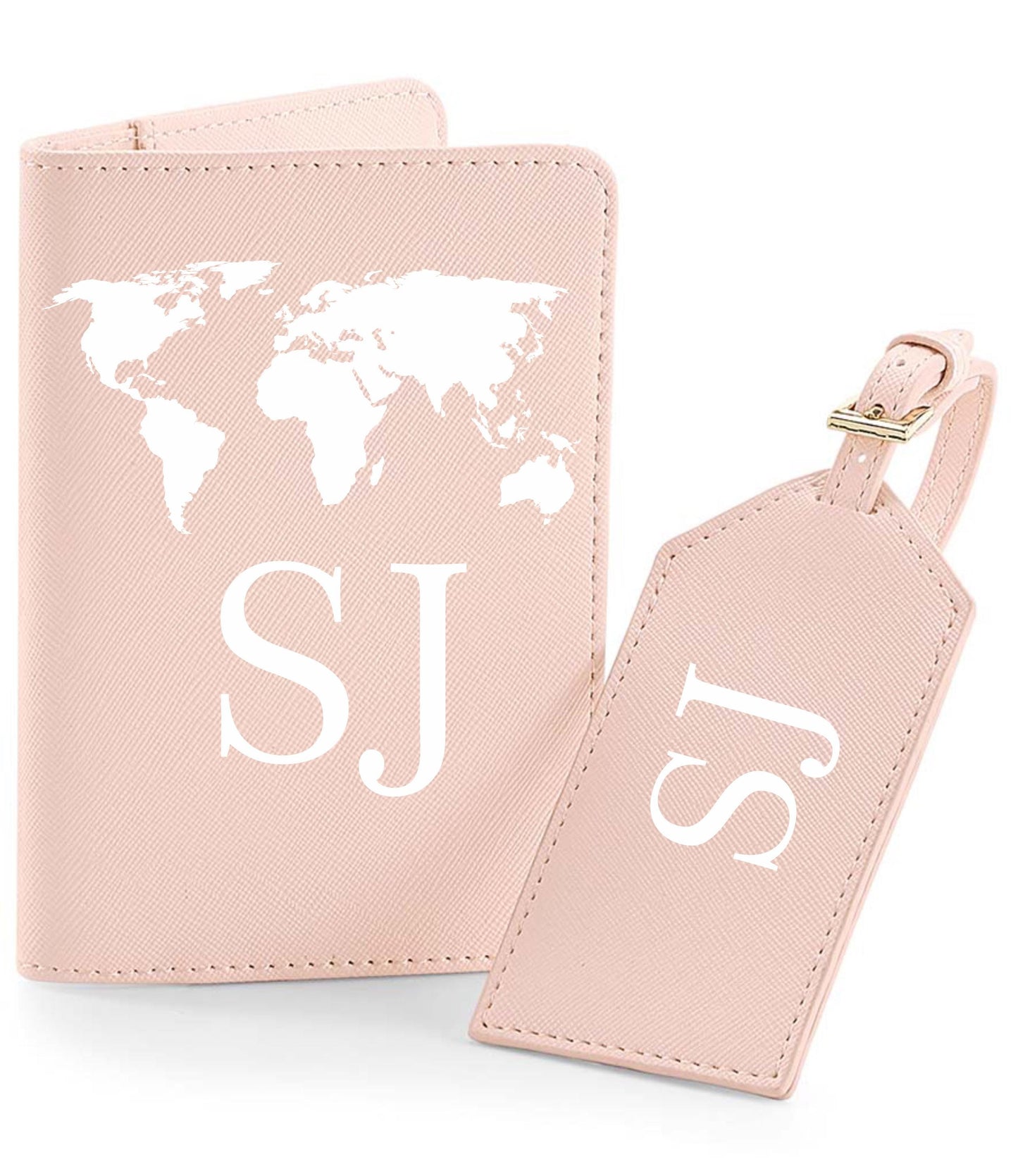 Personalized Passport Holder & Luggage Tag Set: World Outline, Initial Design