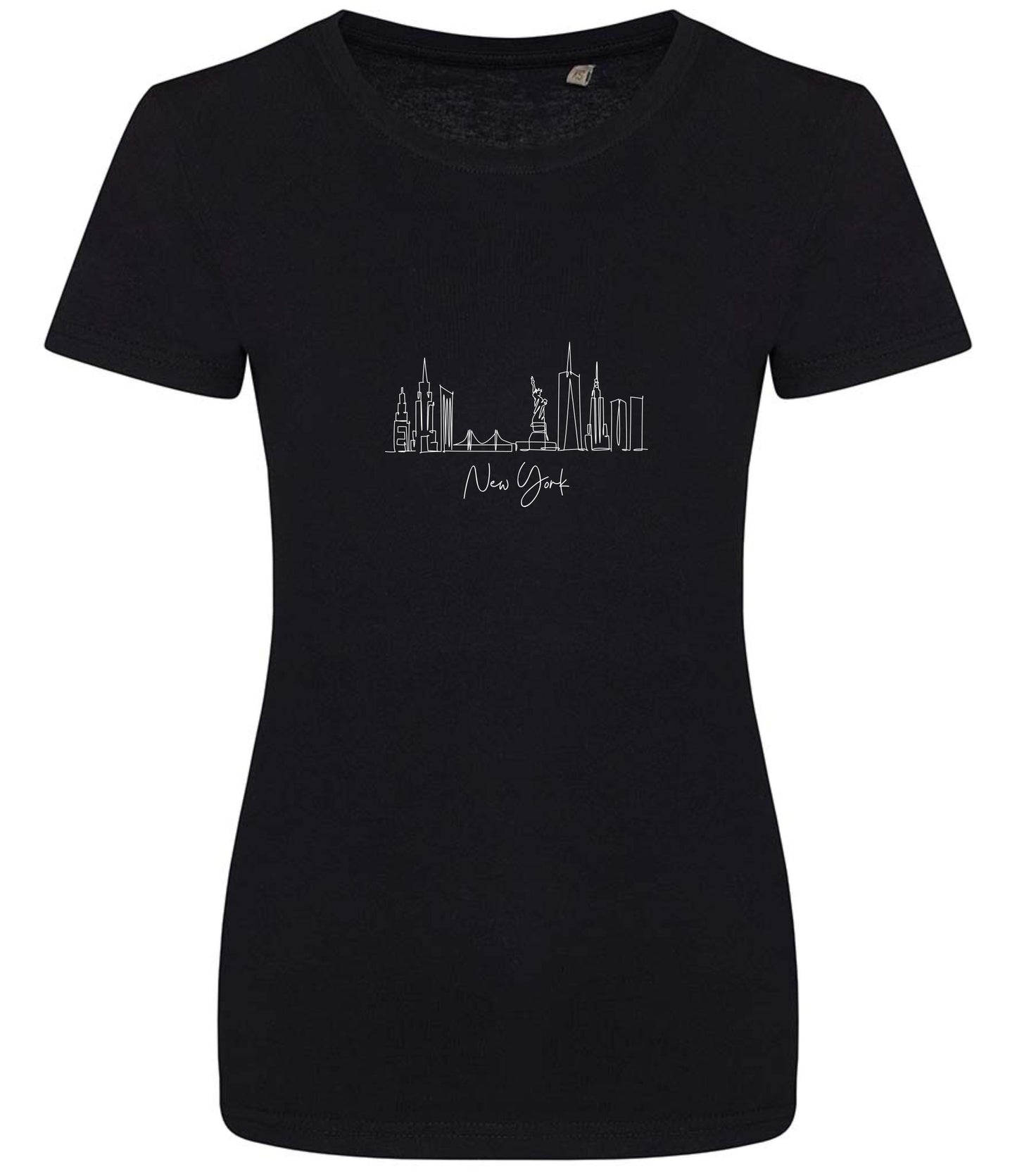 Organic Cotton New York Skyline T-Shirt: Minimalist Line Art