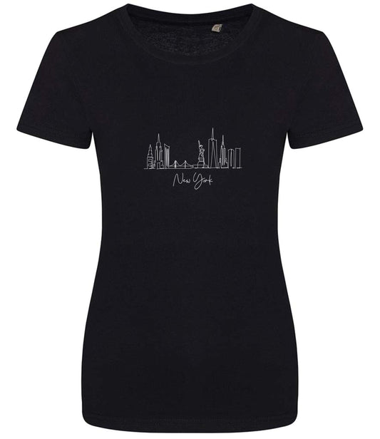 Organic Cotton New York Skyline T-Shirt: Minimalist Line Art