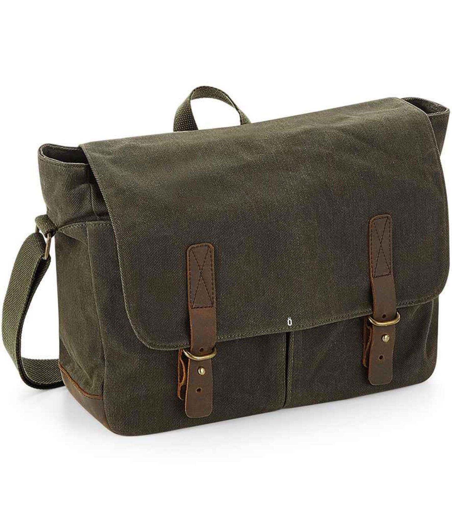 Waxed Canvas Messenger Bag, Heritage crossbody Laptop bag, with leather Trim and Brass fittings-STROVA Bag, commuters, university, work