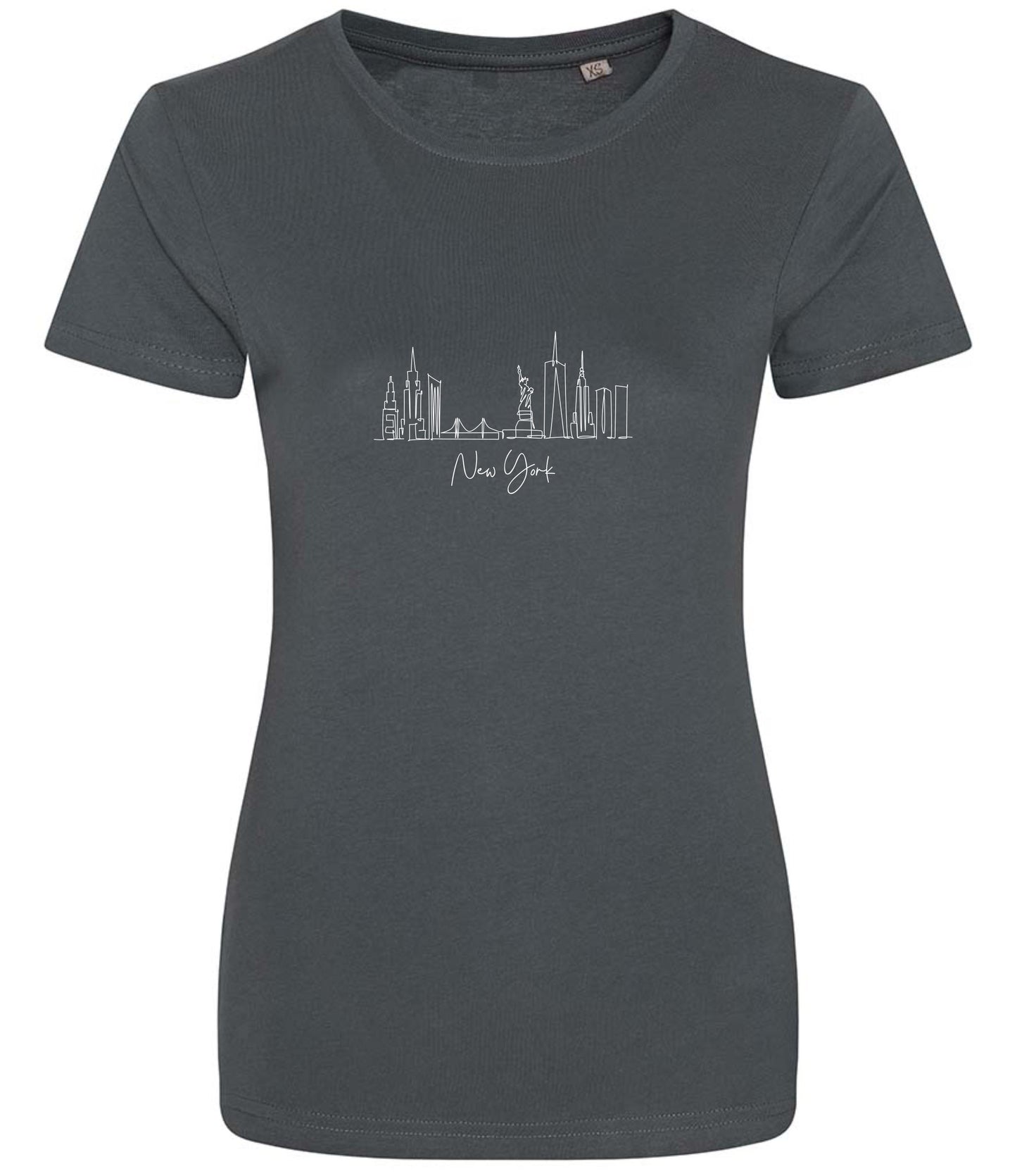 Organic Cotton New York Skyline T-Shirt: Minimalist Line Art