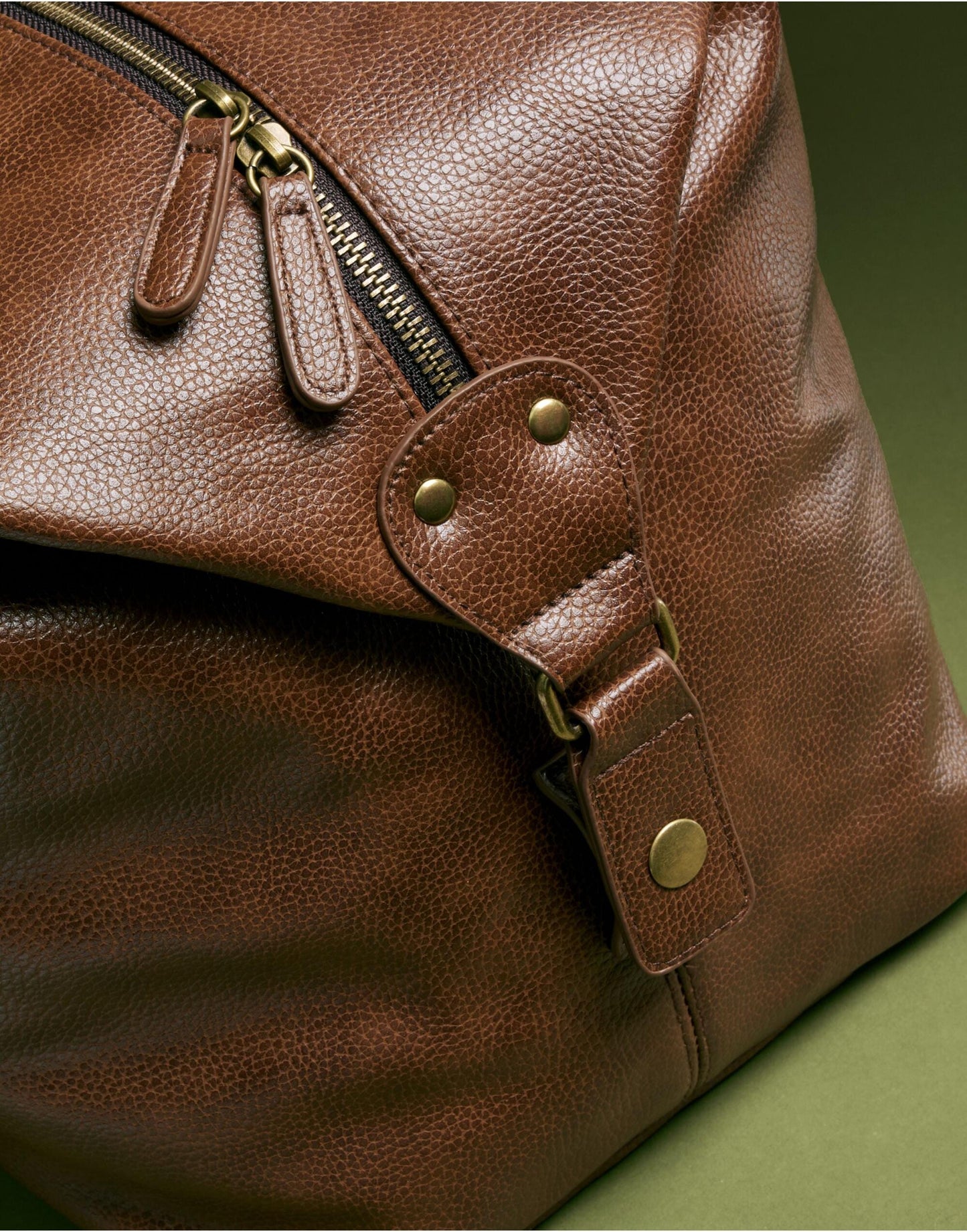 Personalized Black Leather-Look Weekender Bag: Metal Logo Holiday Duffel