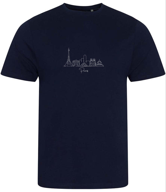 Men's Organic Cotton T-Shirt: Paris Skyline Minimalist Design