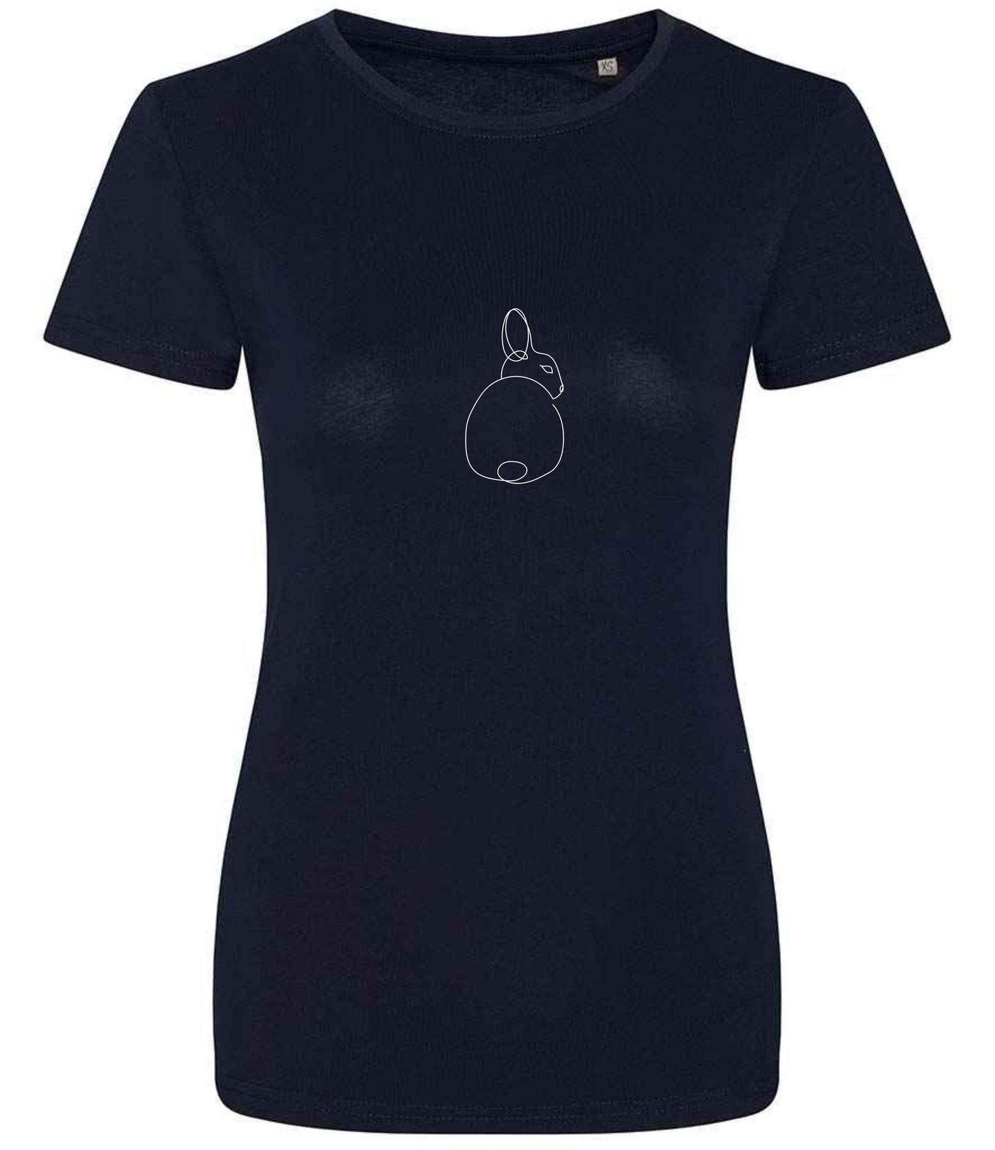 Organic Cotton Women's T-Shirt: Minimalist Rabbit Line Art