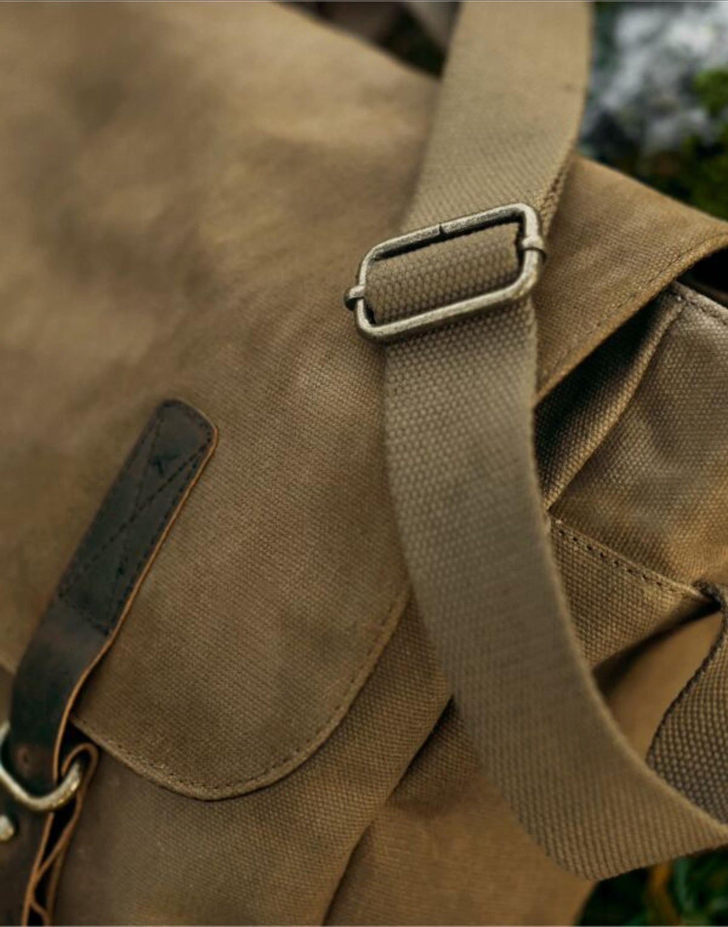 Waxed Canvas Messenger Bag, Heritage crossbody Laptop bag, with leather Trim and Brass fittings-STROVA Bag, commuters, university, work
