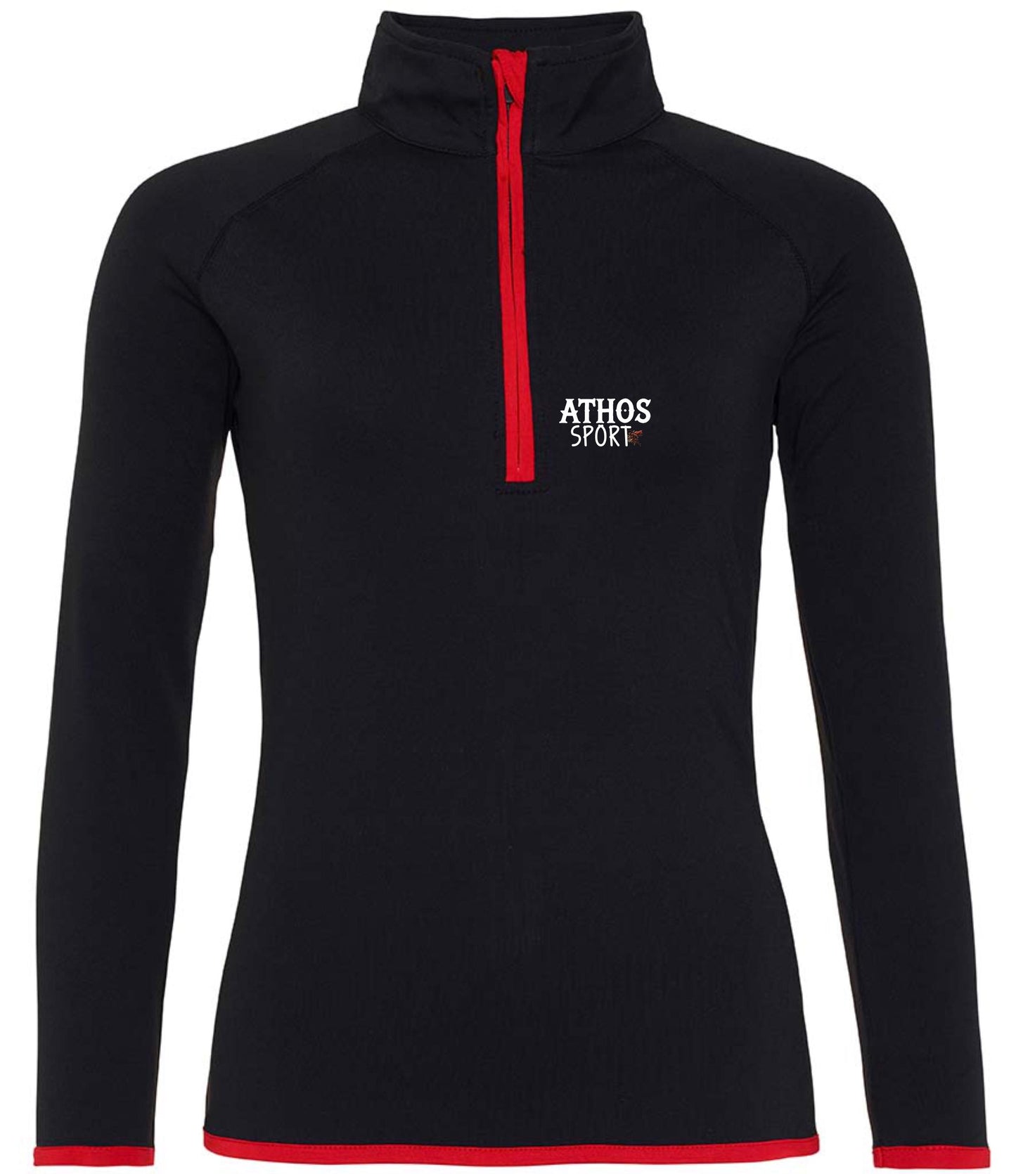 ATHOS SPORTS Ladies Half Zip Sweat Top: Wick Away Running Gym Shirt