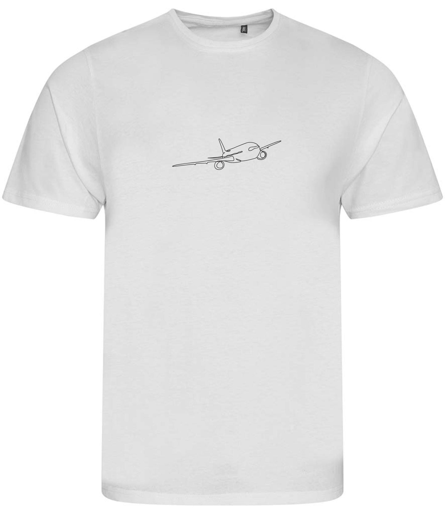 Organic Cotton Airplane T-Shirt: Minimalist One-Line Design