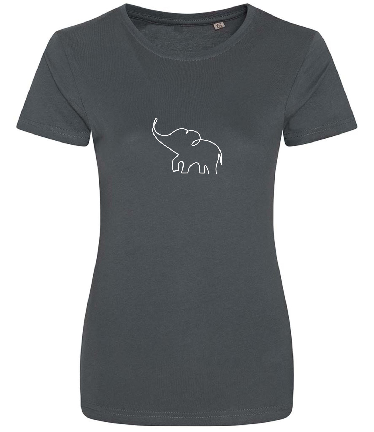Organic Cotton Women's T-Shirt: Minimalist Elephant Line Art
