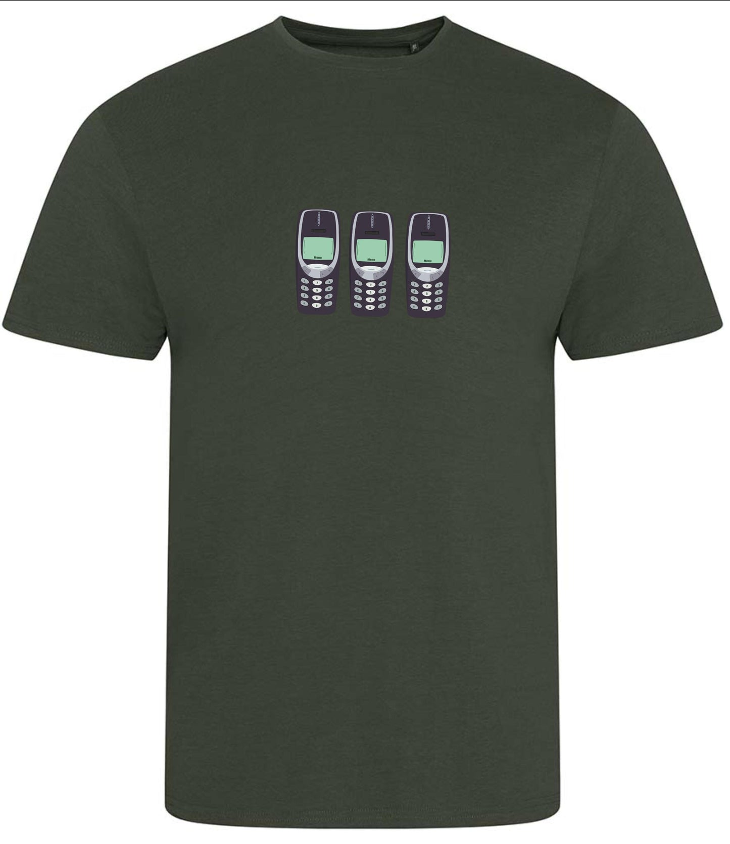 Retro Cell Phone T-Shirt: Minimalist 90s Design, Organic Cotton