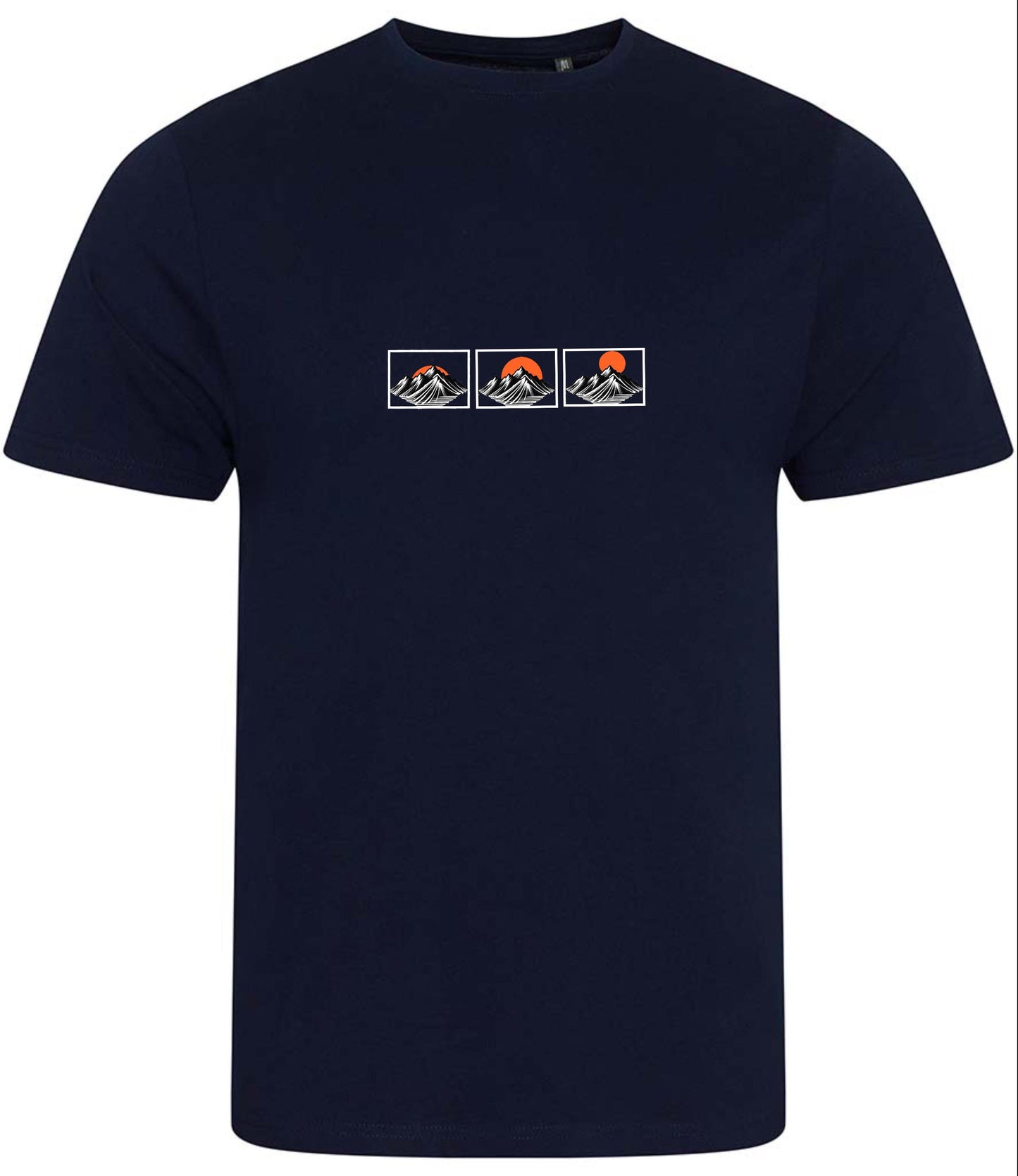 Men's Organic Cotton T-Shirt: Minimalist Mountain Sunrise Design