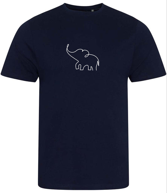 Elephant T-shirt: Minimalist One-Line Drawing, Organic Cotton Unisex Tee
