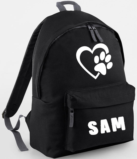 Personalized Dog Backpack: Paw & Heart Design, Dog Walking Rucksack