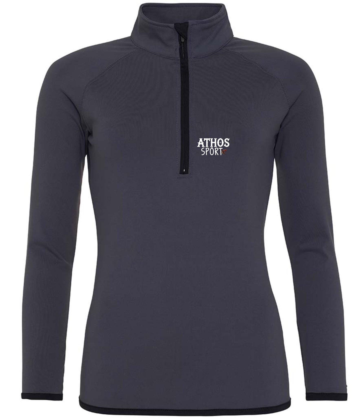 ATHOS SPORTS Ladies Half Zip Sweat Top: Wick Away Running Gym Shirt