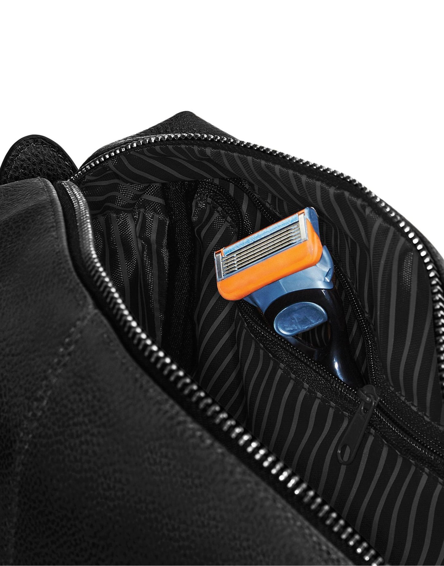 Personalized Black Leather-Look Wash Bag: Travel Toiletry Bag