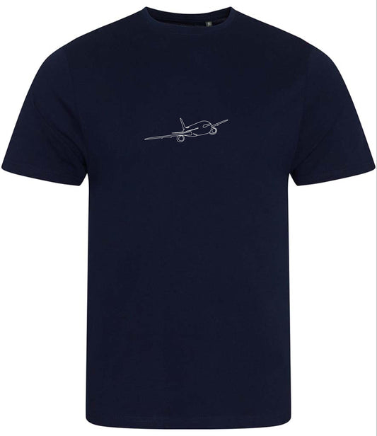 Organic Cotton Airplane T-Shirt: Minimalist One-Line Design