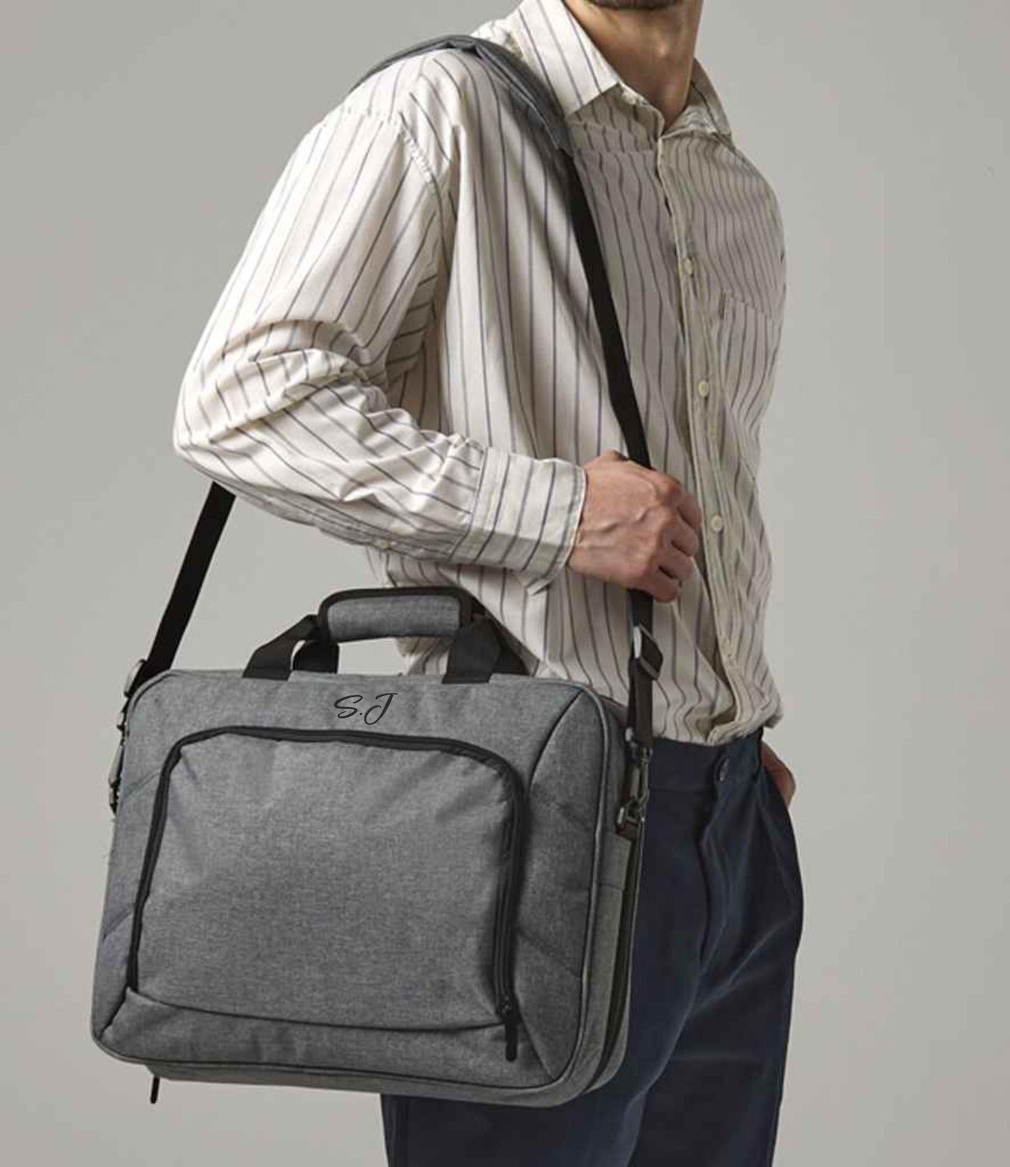 Personalised initial laptop briefcase shoulder bag-Executive Digital Office-Backpack-ATHOS-Work-university-outdoor-organiser section
