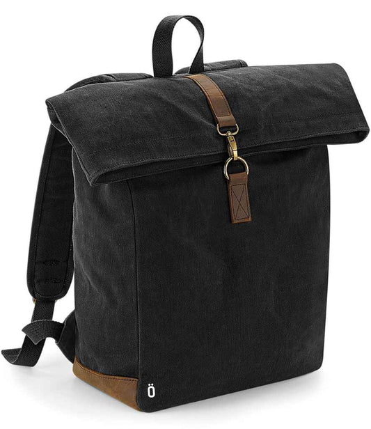 Heritage Waxed Canvas Backpack rucksack Bag-Strova-Work bag-sports-outdoor-university-Laptop compatible-Antique brass effect fittings.