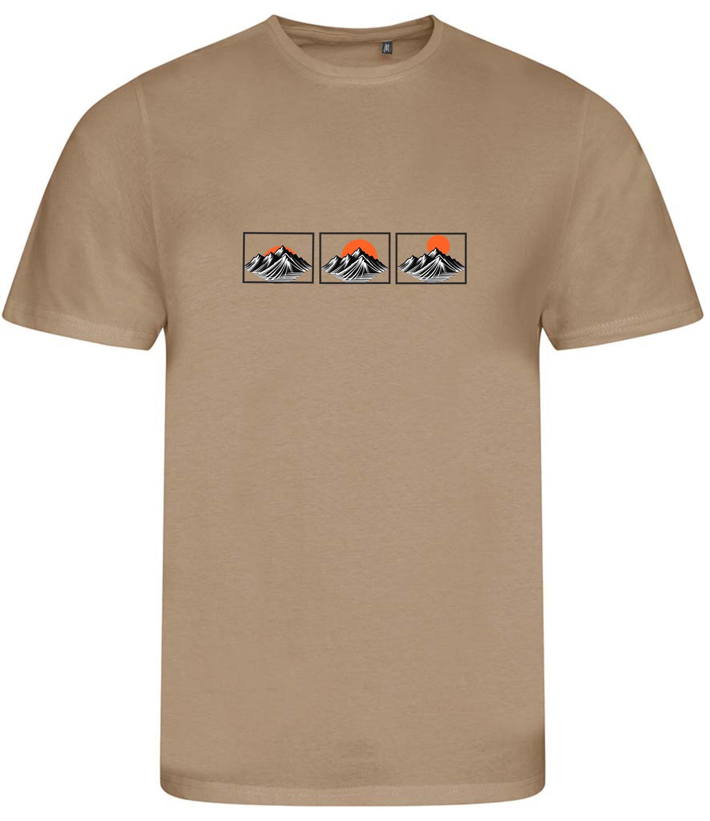 Men's Organic Cotton T-Shirt: Minimalist Mountain Sunrise Design
