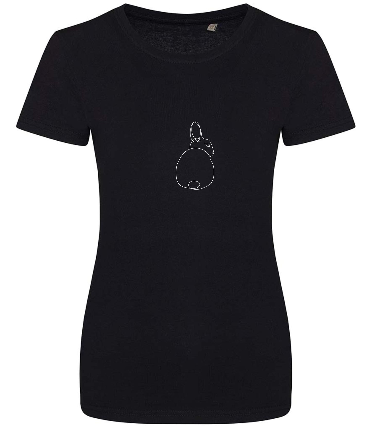 Organic Cotton Women's T-Shirt: Minimalist Rabbit Line Art