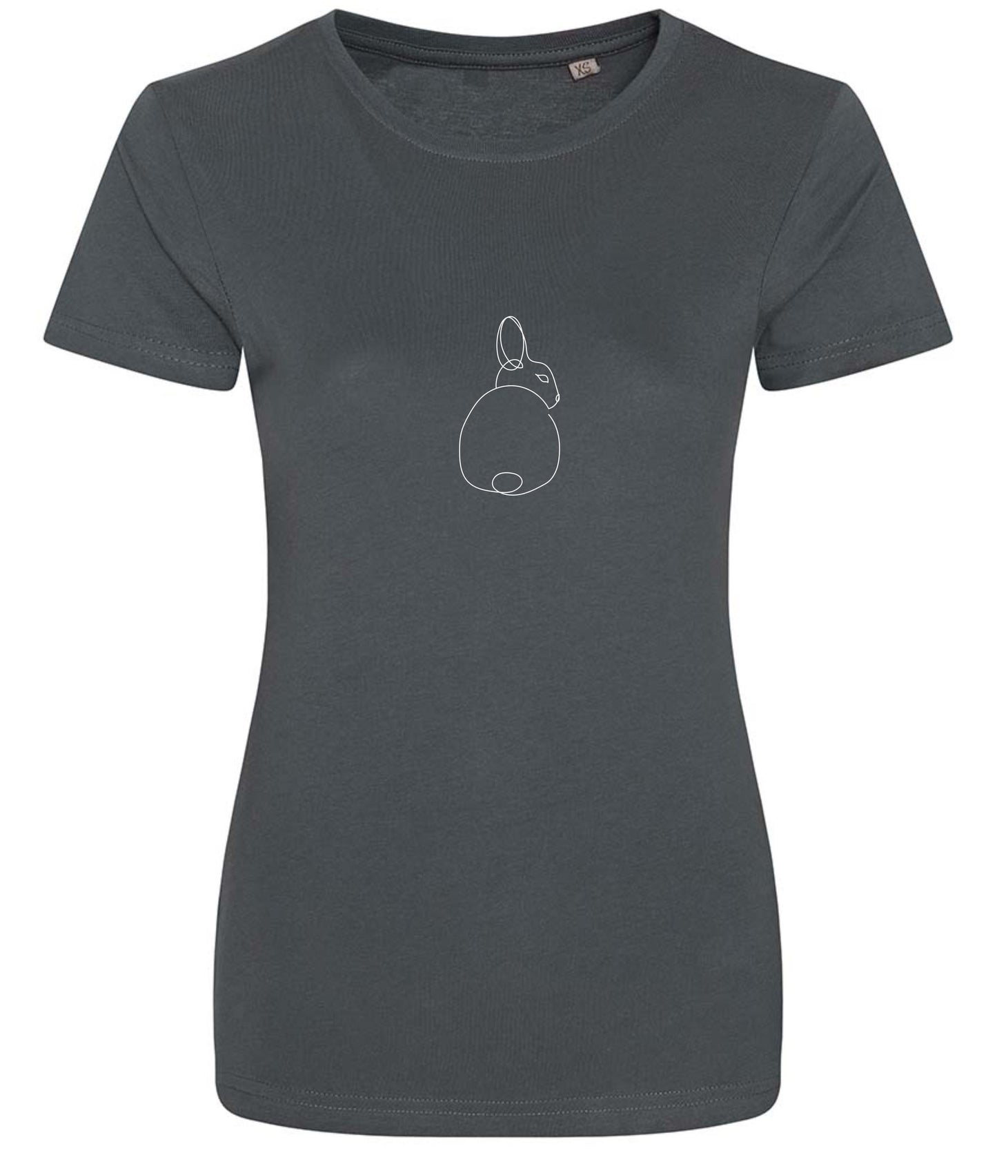 Organic Cotton Women's T-Shirt: Minimalist Rabbit Line Art