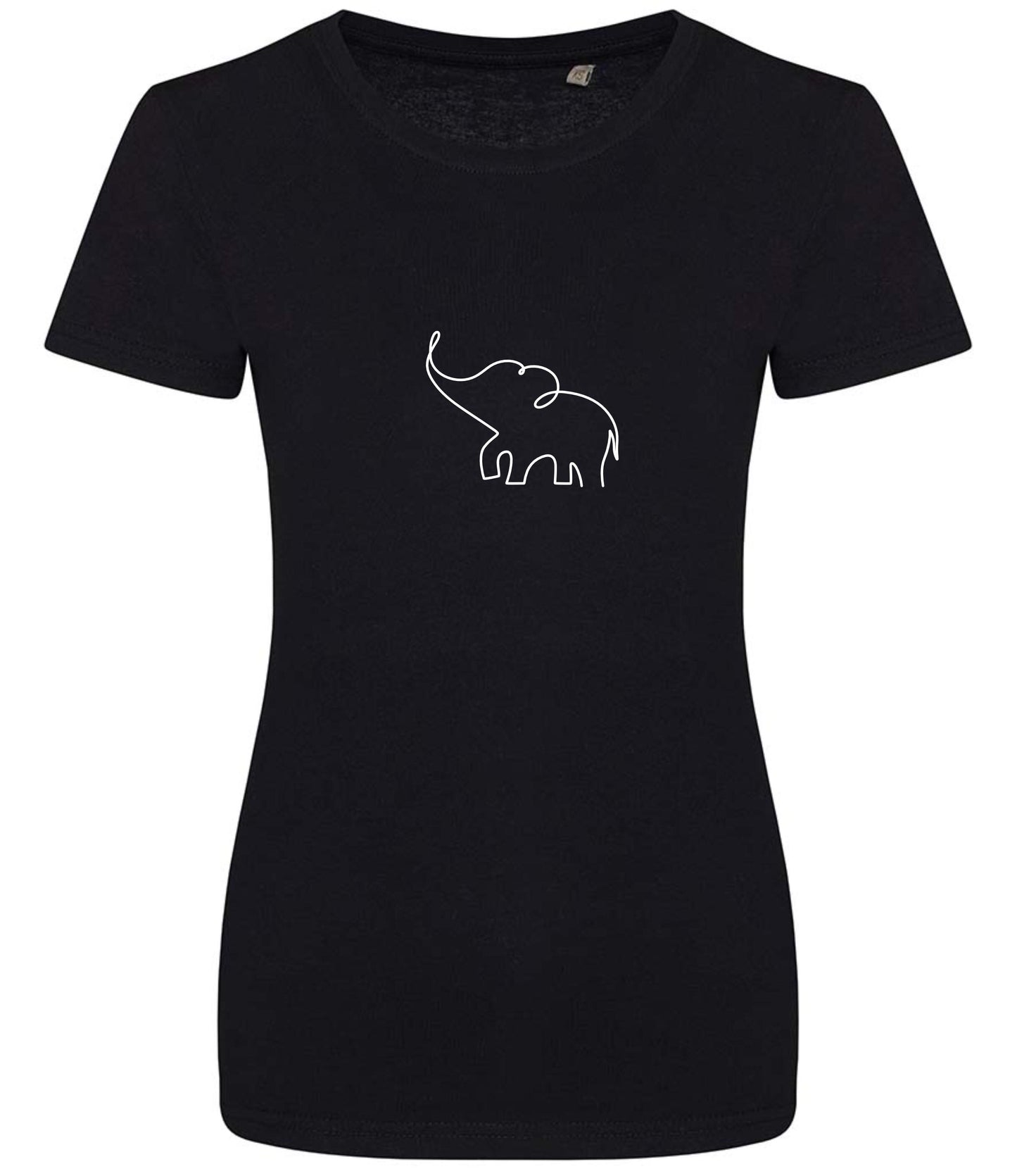 Organic Cotton Women's T-Shirt: Minimalist Elephant Line Art