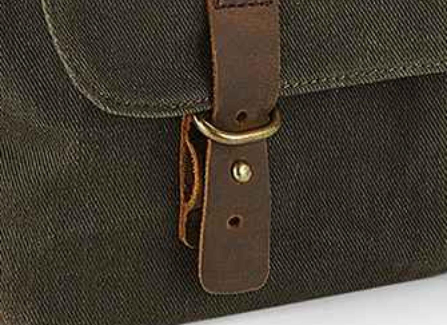 Waxed Canvas Messenger Bag, Heritage crossbody Laptop bag, with leather Trim and Brass fittings-STROVA Bag, commuters, university, work