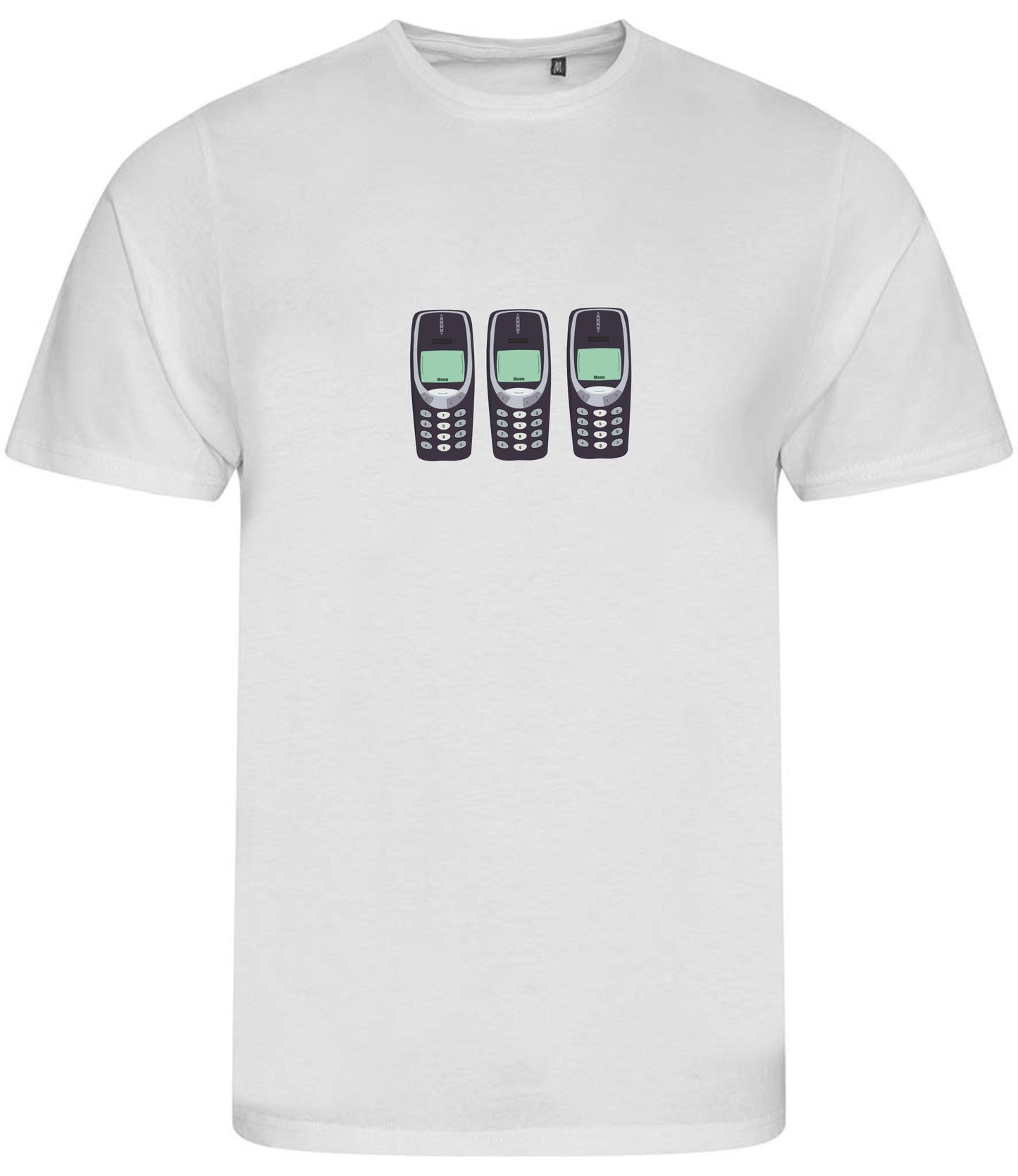 Retro Cell Phone T-Shirt: Minimalist 90s Design, Organic Cotton