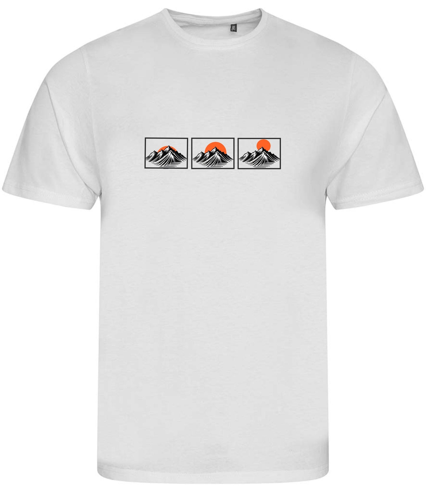 Men's Organic Cotton T-Shirt: Minimalist Mountain Sunrise Design